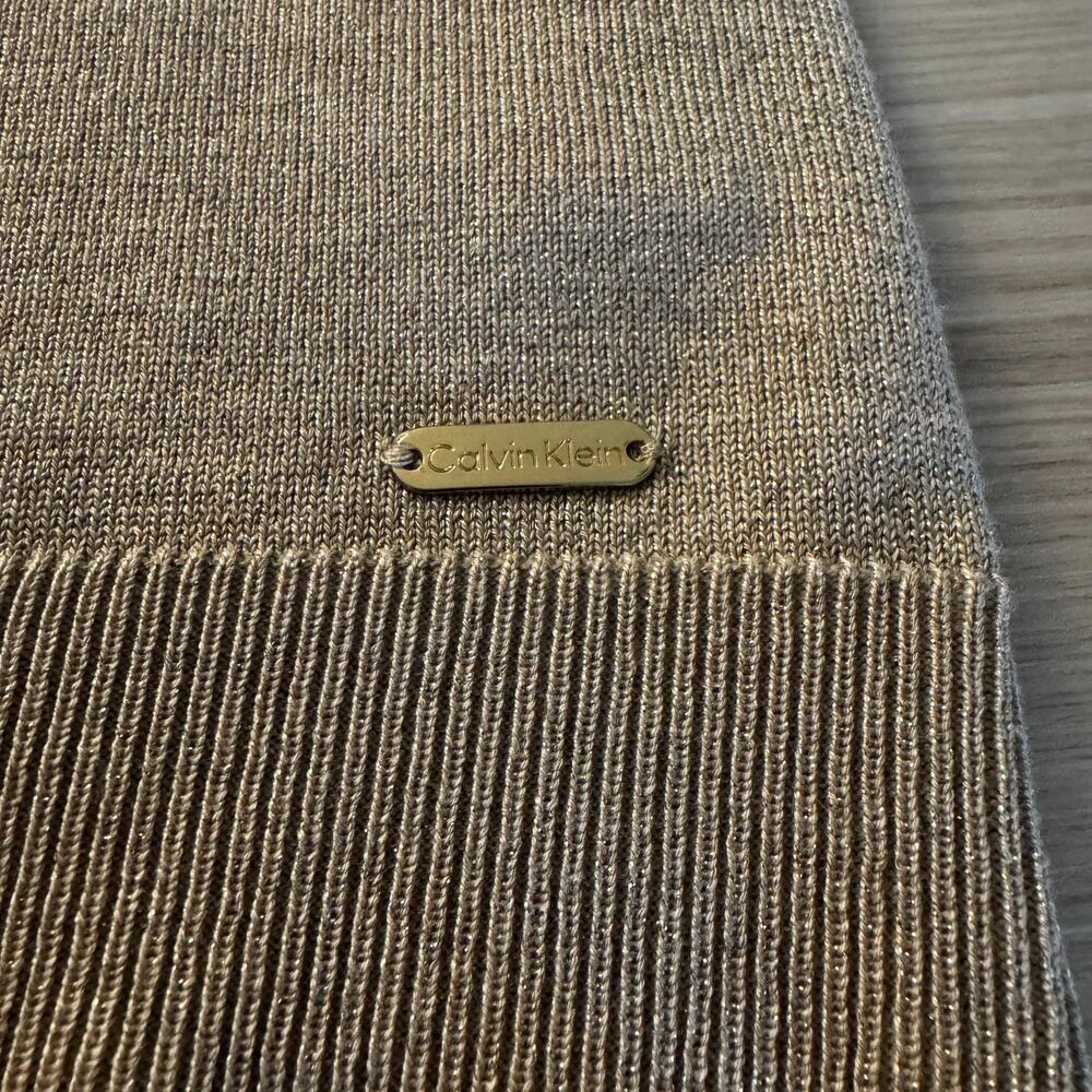 Calvin Klein | NWT Mock Neck Gold and Lurex Sweater with Gold Buttons size XL - Picture 10 of 12